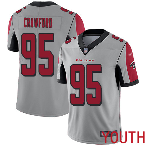 Atlanta Falcons Limited Silver Youth Jack Crawford Jersey NFL Football #95 Inverted Legend->youth nfl jersey->Youth Jersey